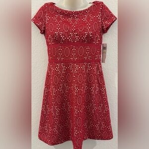 Maggy London Red Lace Fit and Flare Dress Retro Valentine’s